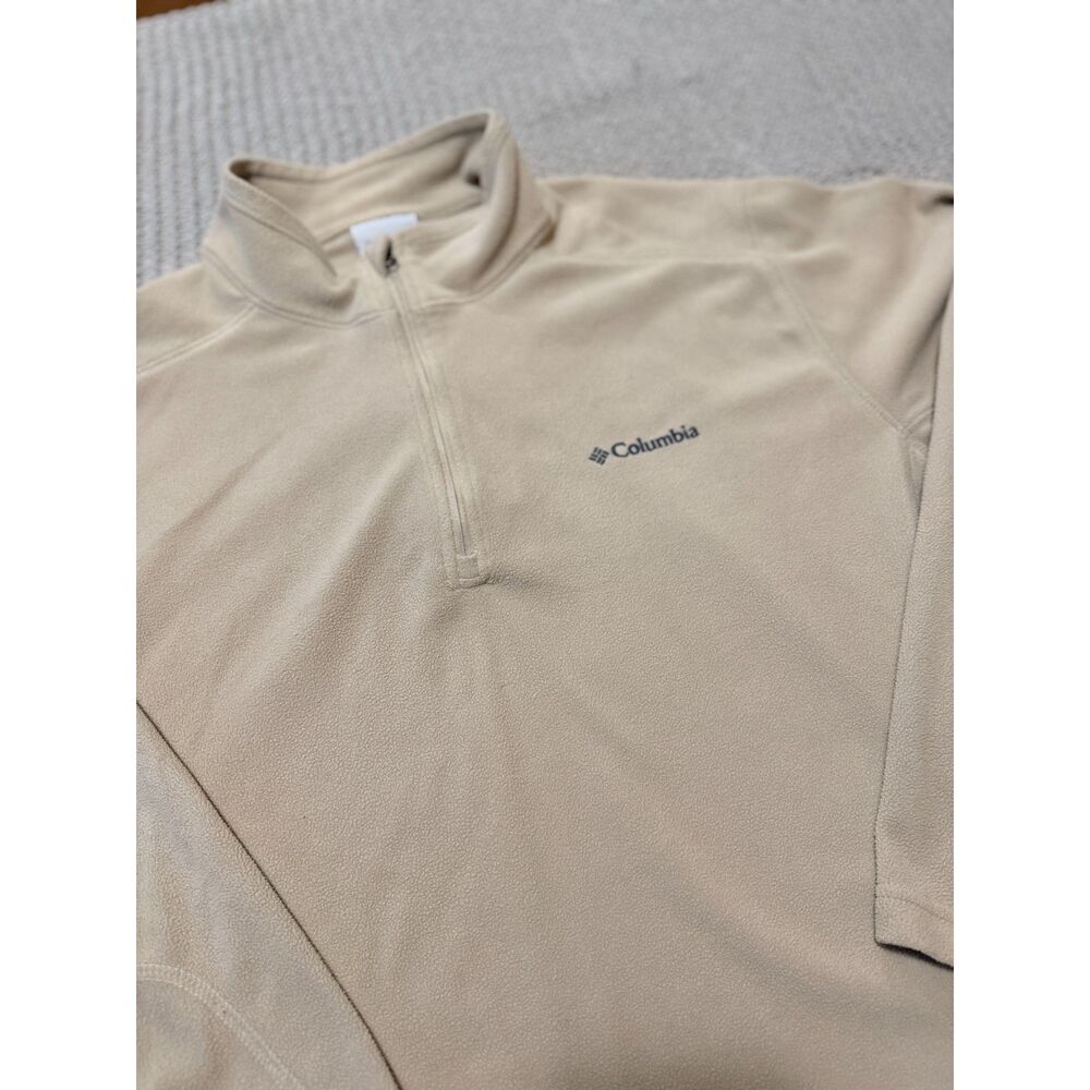 Columbia Mens Fleece Quarter Zip Pullover Jacket Tan Beige Large
